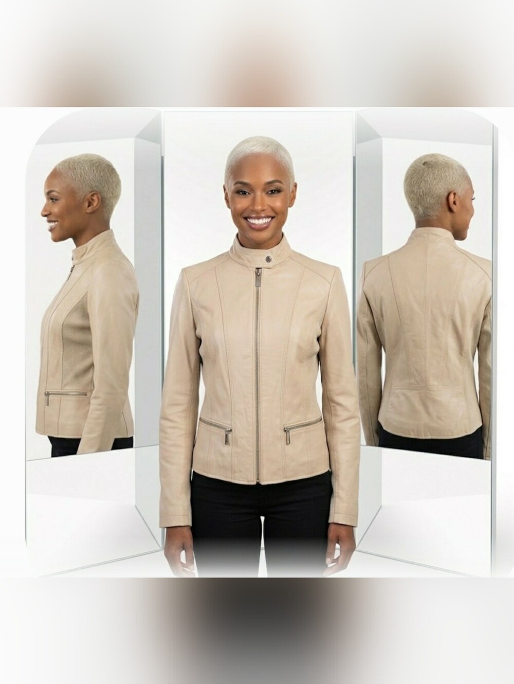 Retro Biker Soft Butter Leather Cropped Moto Rider Baddie Scuba Jacket Small